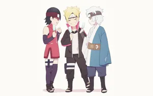 Boruto Sarada And Mitsuki Holding Popsicles Wallpaper