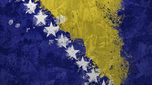 Bosnia And Herzegovina Painted Flag Wallpaper