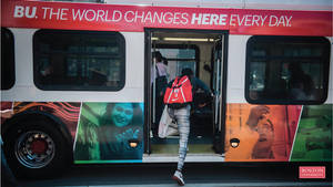 Boston University Signage On Bus Wallpaper