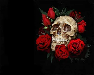 Bouquet Of Skulls And Roses Wallpaper