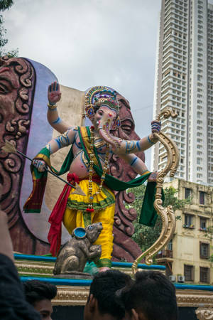 Bow-wielding Ganesh Mobile Wallpaper