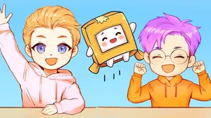 Boxy Animated Adam And Justin Lankybox Wallpaper