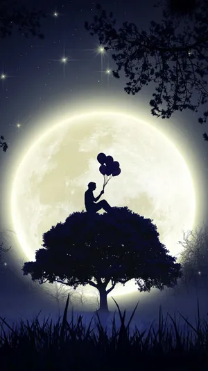 Boy Shadow On Top Tree Wallpaper