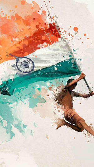 Boy With Indian Flag Art Wallpaper