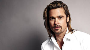 Brad Pitt Long Hair Beard Wallpaper