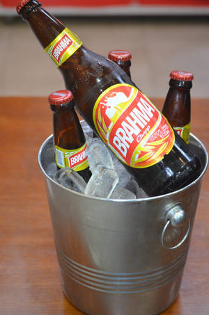 Brahma Pilsen Beer Bottles In Bucket Wallpaper