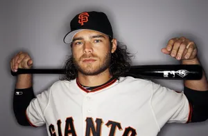 Brandon Crawford With Bat Over Shoulders Wallpaper