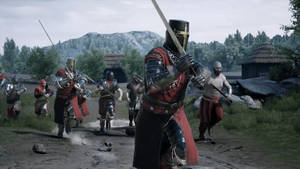 Brave Mordhau Mercenary Force In Battle Wallpaper