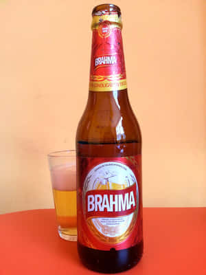 Brazilian Brahma Pilsen Beer With Glass Wallpaper