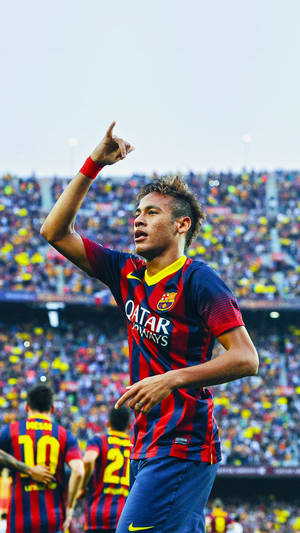 Brazilian Professional Footballer Neymar Hyping The Crowd Sports Iphone Wallpaper