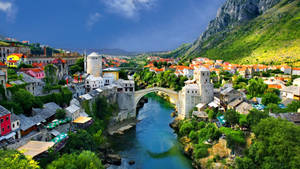 Breath-taking High Definition Landscape Of Mostar Old Bridge Wallpaper