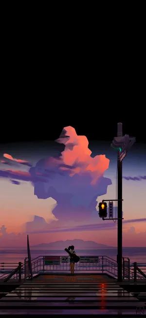 Breathe In The Beauty Of The Anime Sunset Wallpaper