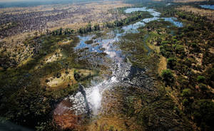 Breathtaking Aerial View Of Okavango Delta, Botswana Wallpaper