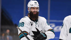 Brent Burns Ice Hockey Player Laughing Wallpaper