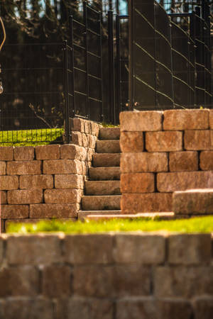 Brick Stairs Fence Wallpaper