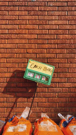 Brick Wall Potato Bags Wallpaper