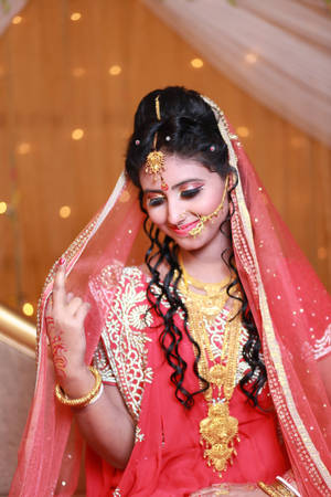 Bride Pink Sari Indian Wedding Wallpaper