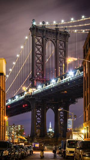 Bridge Close-up New York Night Iphone Wallpaper