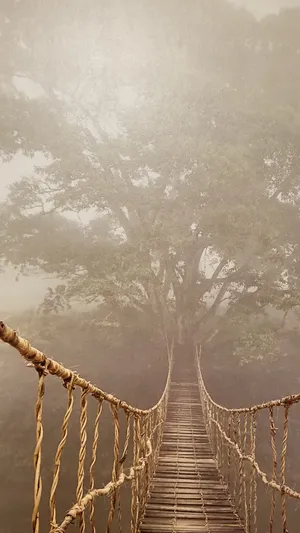 Bridge In The Middle Of Jungle Iphone Wallpaper