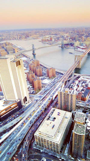 Bridges And New York Skyline Iphone Wallpaper