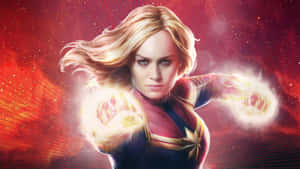 Brie Larson As Captain Marvel In Her High-definition Wallpapaer Wallpaper