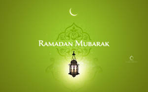 Bright Green Ramadan Mubarak Greetings Wallpaper