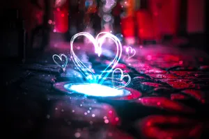Bright Heart On Road Wallpaper