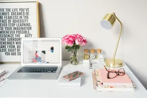 Bright Office Desk Wallpaper