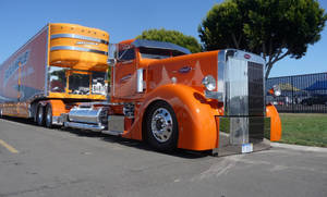 Bright Orange Peterbilt 379 Wallpaper