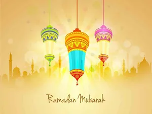 Bright Yellow Ramadan Mubarak Greetings Wallpaper
