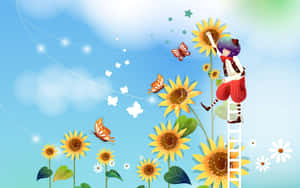 Brighten Up Your Day With This Cute Sunflower Wallpaper