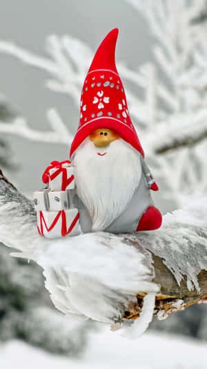 Brighten Your Christmas With A Cheerful Gnome. Wallpaper