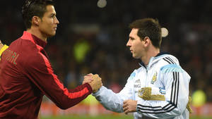 Bro Shake Messi And Ronaldo 4k Wallpaper