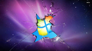 Broken Galaxy Screen Microsoft Logo Wallpaper