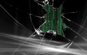 Broken Screen Matrix Green Code Wallpaper