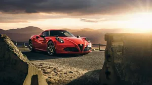 Broken Wall Alfa Romeo 4c Red Wallpaper
