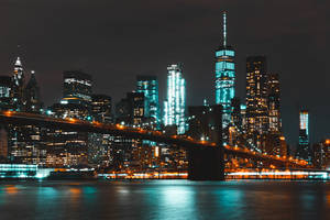 Brooklyn Bridge Night City Wallpaper