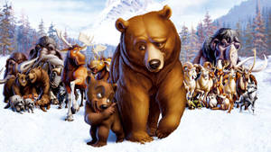 Brother Bear Full Cast Snowy Forest Wallpaper