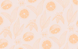 Brown Aesthetic Lemon And Leaves Laptop Wallpaper