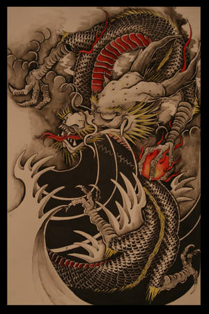 Brown Black Japanese Dragon Tattoo Wallpaper