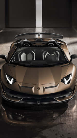 Brown Car Top View Lamborghini Phone Wallpaper