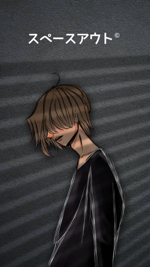 Brown Hair Sad Boy Cartoon Wallpaper