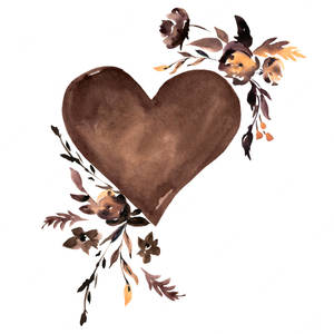 Brown Heart Watercolor Art Wallpaper