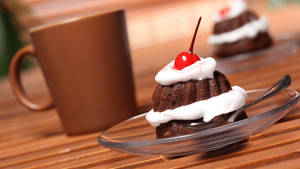 Brownies With Cherry Wallpaper