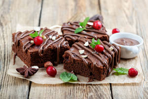 Brownies With Chocolate Dip Wallpaper