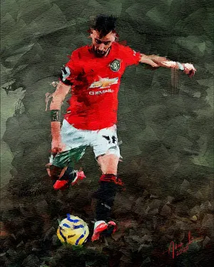 Bruno Fernandes Manchester United Kicks A Yellow Ball Wallpaper