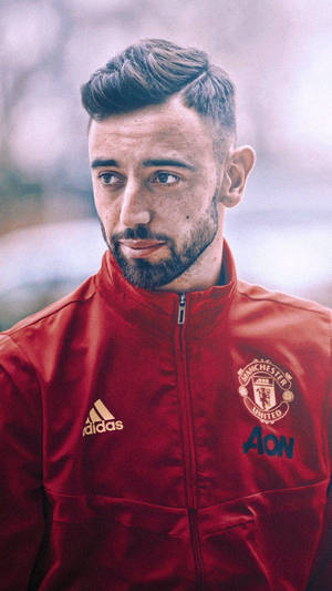 Bruno Fernandes Manchester United Red Jacket Wallpaper