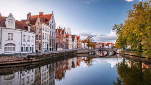 Brussels River Houses Wallpaper