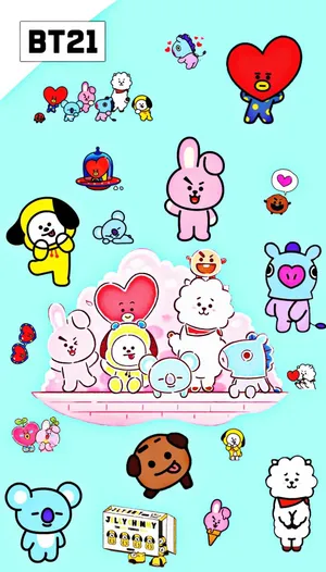Bt21 Photo Collage Wallpaper