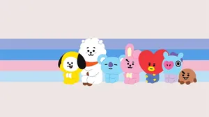 Bt21 Sitting In Line Wallpaper
